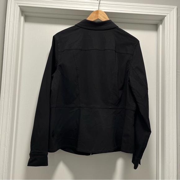 Susan Graver Women’s 1X Uptown Stretch Button Front Peplum Jacket Black - Picture 2 of 12